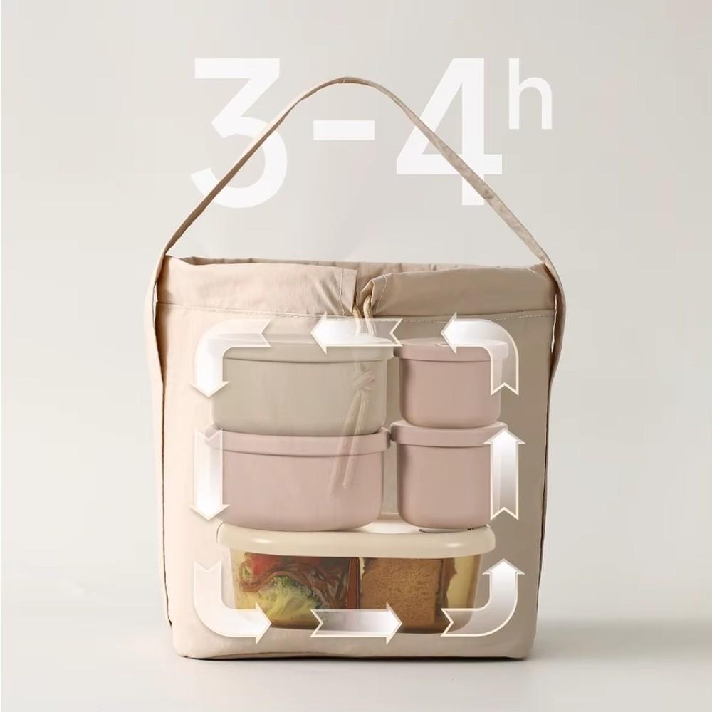 Large Capacity Portable Lunch Box Bag Solid Insulated Picnic Bag Waterproof Hand-Held Hand Bag For Students Workers