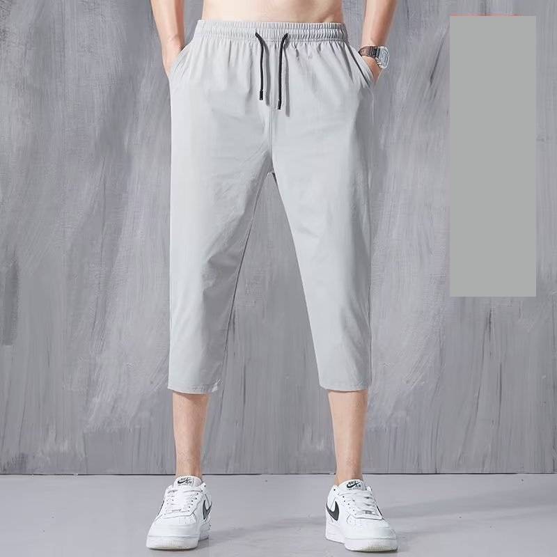 Summer Mens Ice Silk Casual Pants With Drawstring For Sports Wear And Teen Fashion
