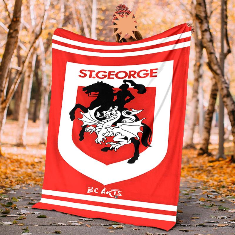 St George Illawarra Flannel Blanket Soft Warm All-Season Throw, Design for Camping, Car Travel, Hiking Sofa, Bed, Office Perfect Gift for Parties