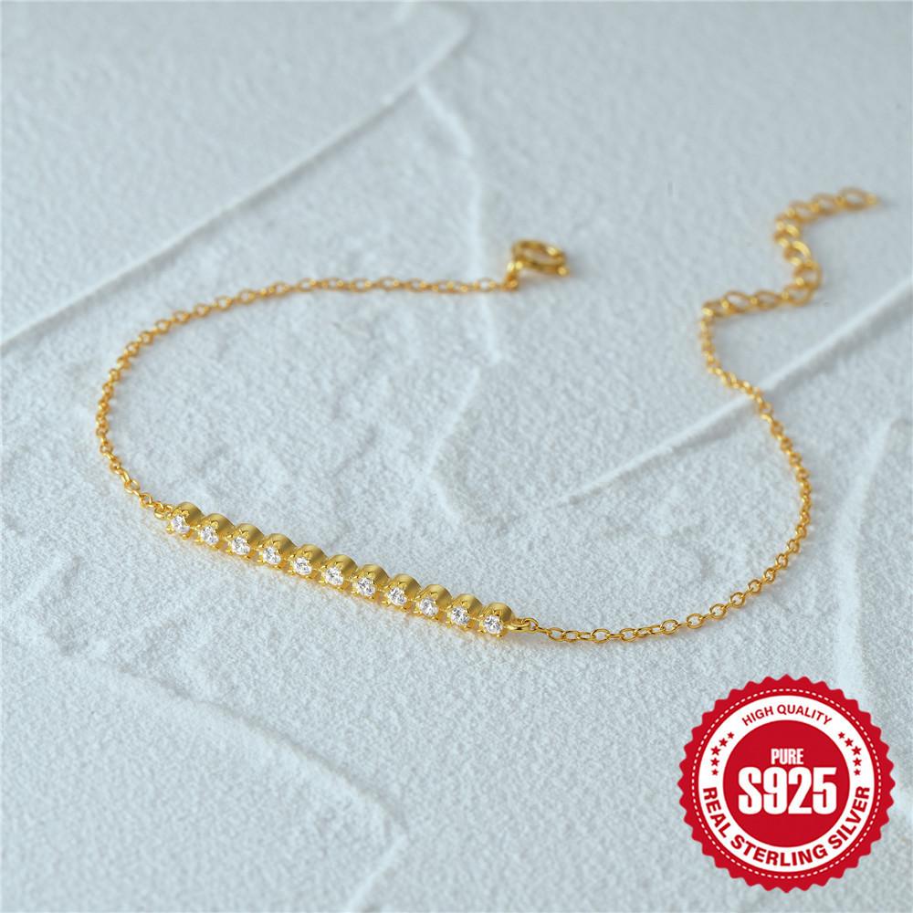 Stylish Simple S925 Sterling Silver Single Row Diamond Set Daily Matching Ladies Bracelet Bracelet