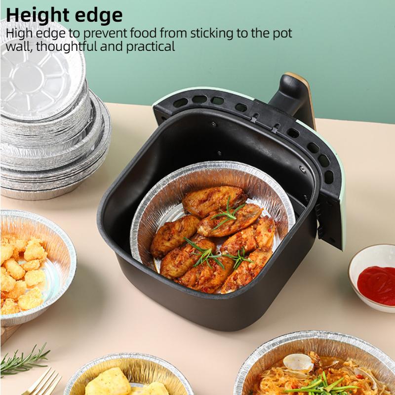 10Pcs Oil-Proof Aluminum Foil Tin Box Disposable Non-stick Paper Microwave Oil Foil Tin Steamer Mat Aluminum Food Tray Container