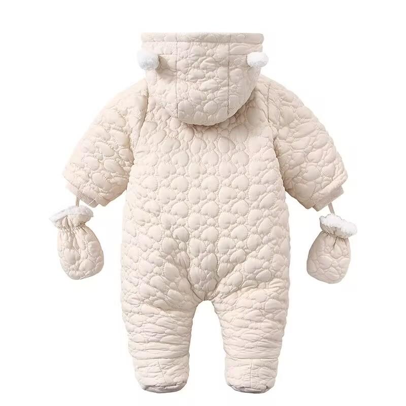 Winter Childrens Thickened Down Bodysuit Baby Clothes Warm Hooded Fleece Jumpsuit