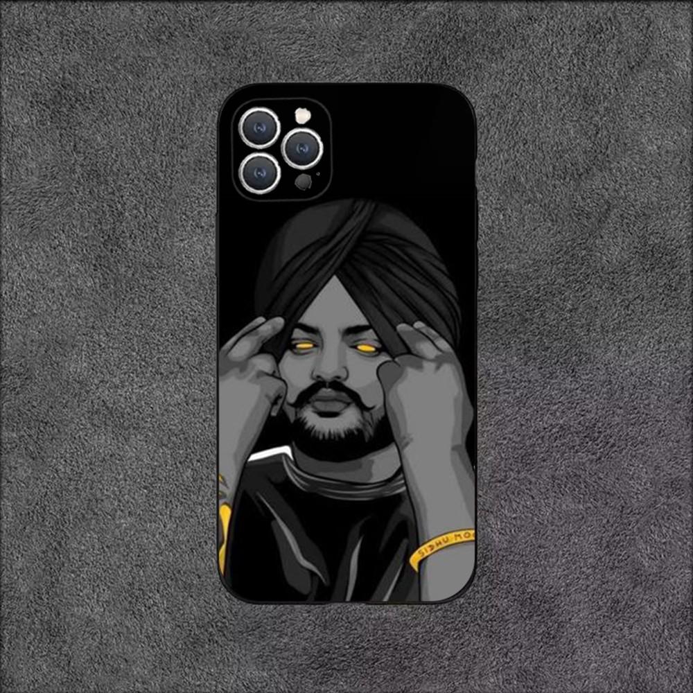 Sidhu Moose Wala Funda Phone Case For iPhone 16,15,14,13,12,11,Plus,Pro Max,XS,X,XR,SE,Mini,8,7 Soft Silicone Black Cover