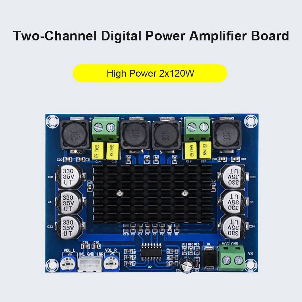 TPA3116 D2 DC 12V 24V 120W*2 Digital Audio High Power Amplifier Board Dual-channel Stereo High Power Subwoofer Board Kit XH-M543