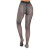 Women Sheer Pantyhose Zipper Crotch Design Stretchy See Through Tights Solid Color Elastic Waistband Leggings