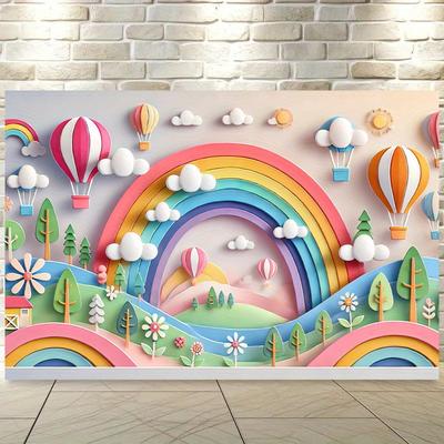 One 2D Background Banner, a Dreamy and Magical Rainbow Paradise Polyester Fabric Wall Cover, Background Fabric