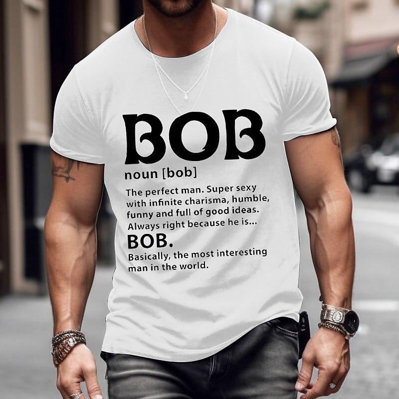 Fashion BOB Letter Print T-Shirts Street Hipster Men's Clothing Oversized Loose Crew Neck T-Shirt Top Casual Male T Shirts Top