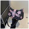 2024 Women's Spring Korean Style Armpit Bag Street Chic Denim Shoulder Bag Casual Small Square Bag Trendy Chain Bag Black