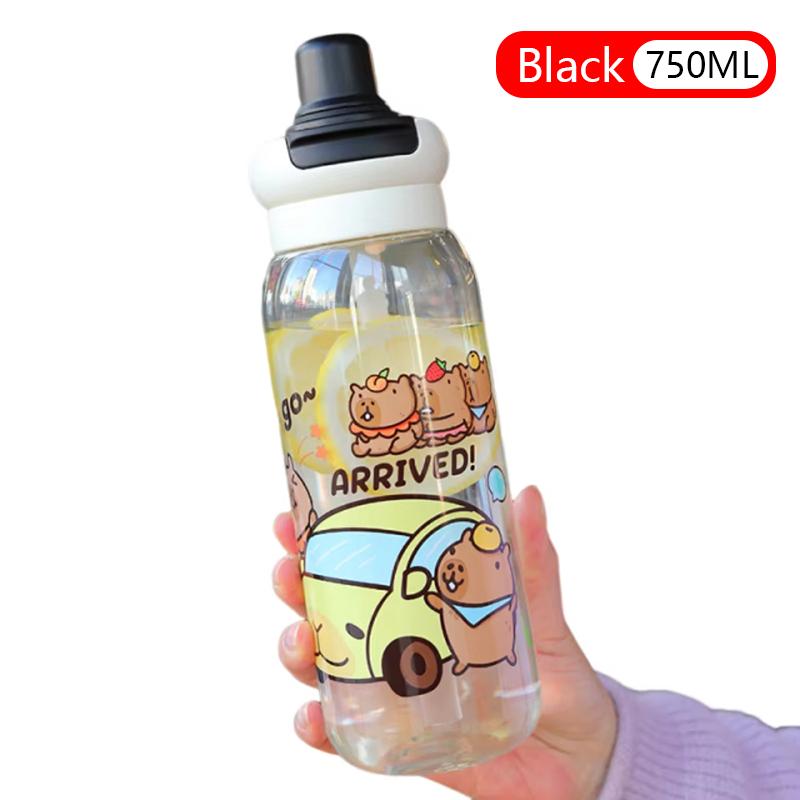 2025 New Capybara Large Water Bottle BPA Free Leak Proof Sports Straw Cup for Gym School Travel Kids Students Outdoor