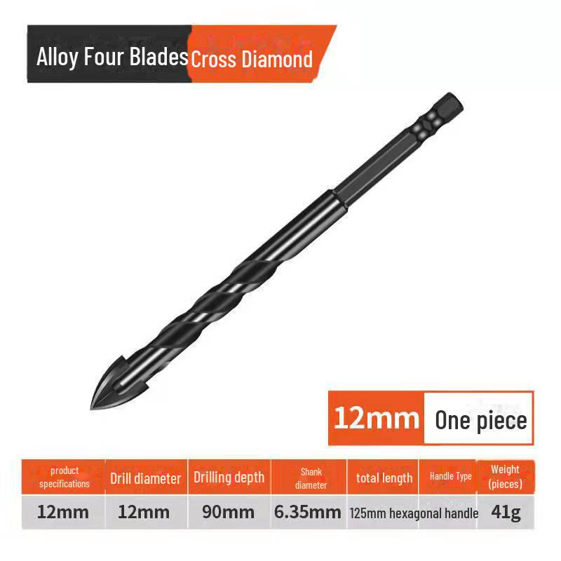 4-Edge Cross Tile & Glass Drill Bit Set for Ceramics