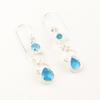 Natural Swiss Blue Topaz Gemstone 925 Solid Silver Jewelry Handmade Earrings 2" EE-156-13