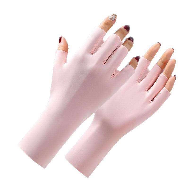 UV Protection Fingerless Manicure Gloves - Black, Breathable, Thin Ice Silk, Shields Against Radiation for Nail Lamp.