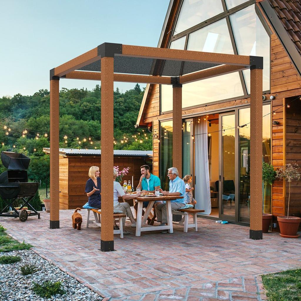 Pergola Bracket Kit 6''x6'', Inner Size 5.6"x5.6 4pcs 3-Way Heavy Duty Corner Bracket Woodworks DIY Post Base Kit, Easy Installation Wooden Beams for