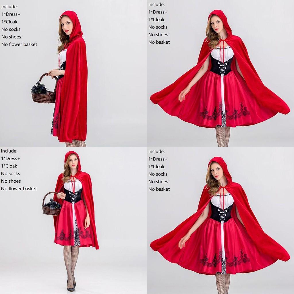 Büyüleyici Kadınlar Cadılar Bayramı Cosplay Cadı Büyücü Elbisesi Kırmızı Başlıklı Kız'dan Esinlenilmiştir