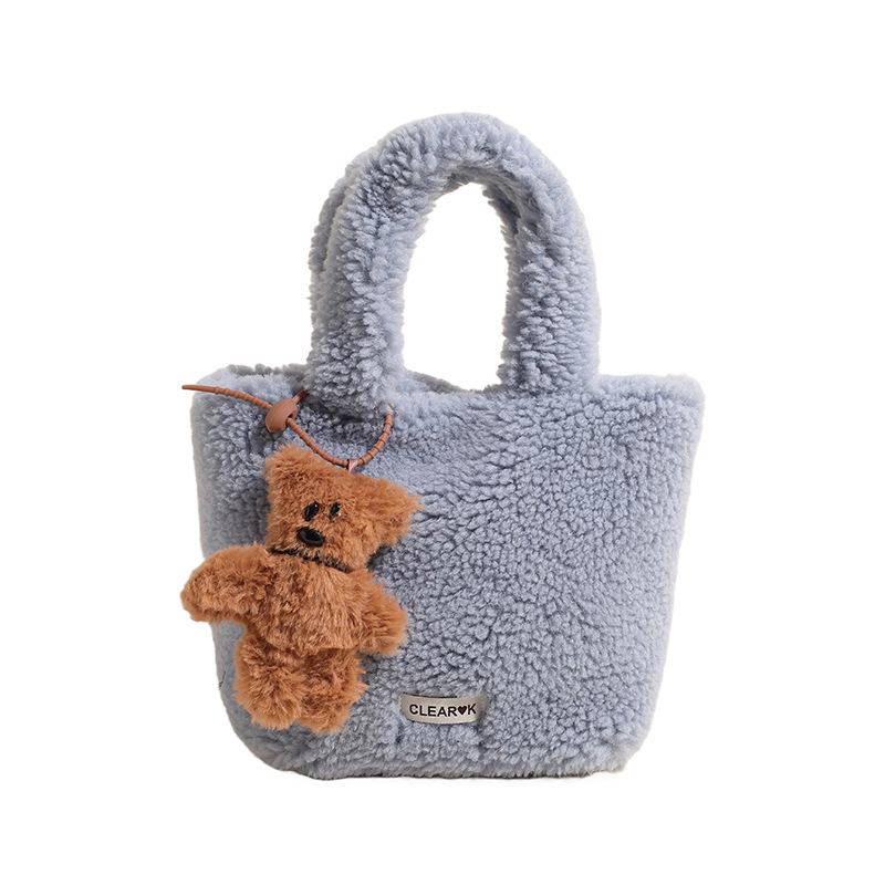 

Плюшевая Сумка Женская Сумка Через Плечо Повседневная Сумка Мессенджер No pendant серый