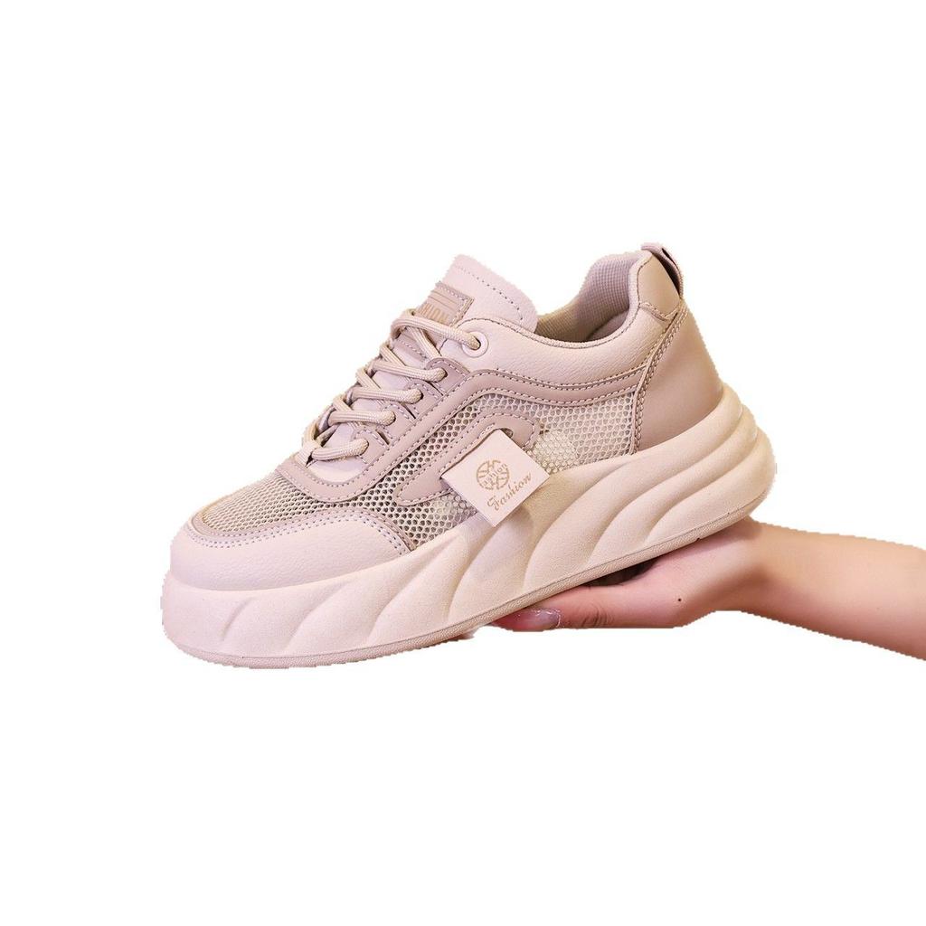 Thick baseplate shoes women's 2025 new trend summer mesh breathable student sports shoes casual little white shoes women's shoes