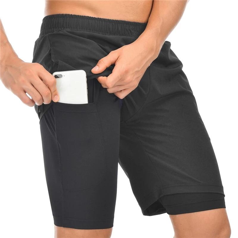 Men Running Shorts Jogging Gym Fitness Training Quick Dry 2 In 1 Beach Short Pants Male Summer Sports Workout Bottoms Clothing