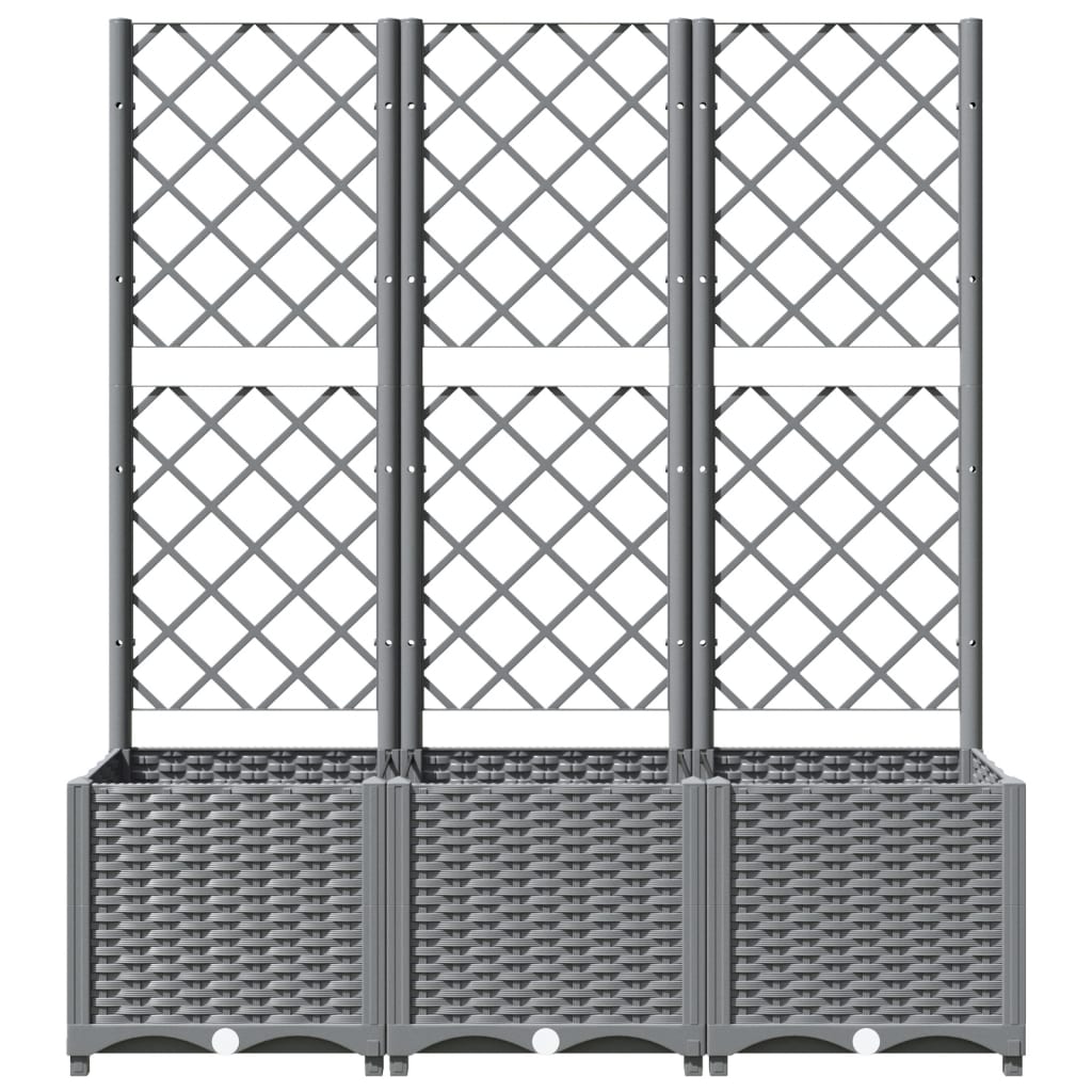 Vidaxl Garden Planter With Trellis, Light Grey, 120X40X136 Cm, Pp
