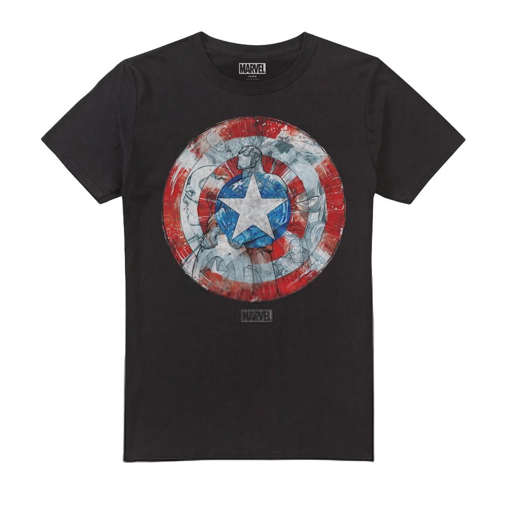 Captain America Mens Shield Sketch T-Shirt