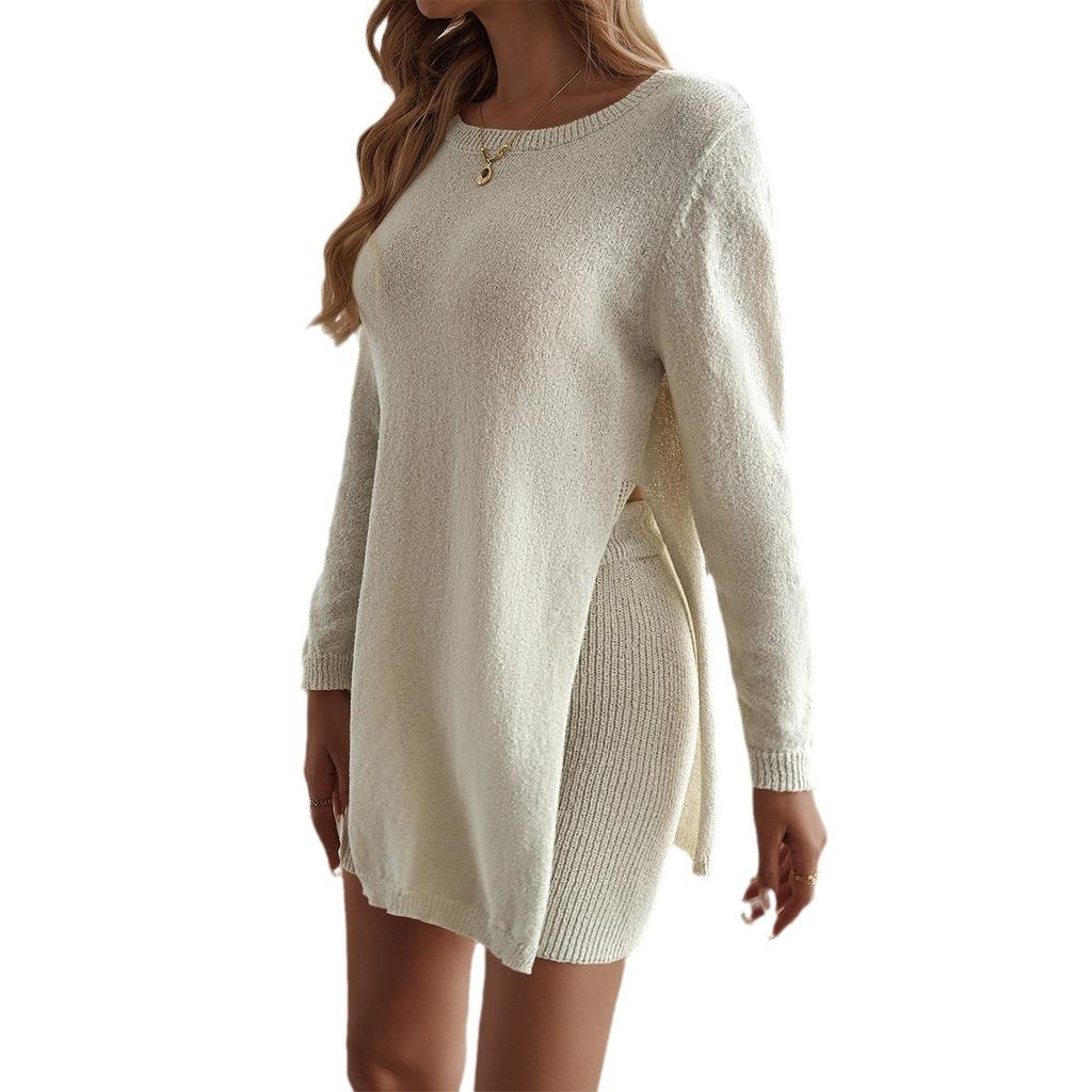 Autumn and Winter Women's Casual Home Outdoor Long-sleeved Three-quarter Shorts Jumper Set