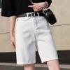 Women's High-Waisted Denim Shorts: Summer Solid Color, Trendy Design, Plus Size, Loose Fit, Straight Leg