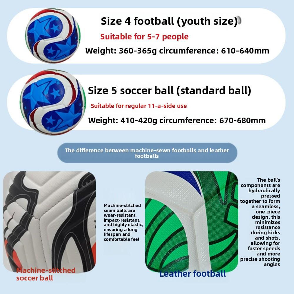 PU Seamless Size 5 Training Soccer Ball Portable Outdoor Sports Football Suitable For Kids Adults Practice Game Gift