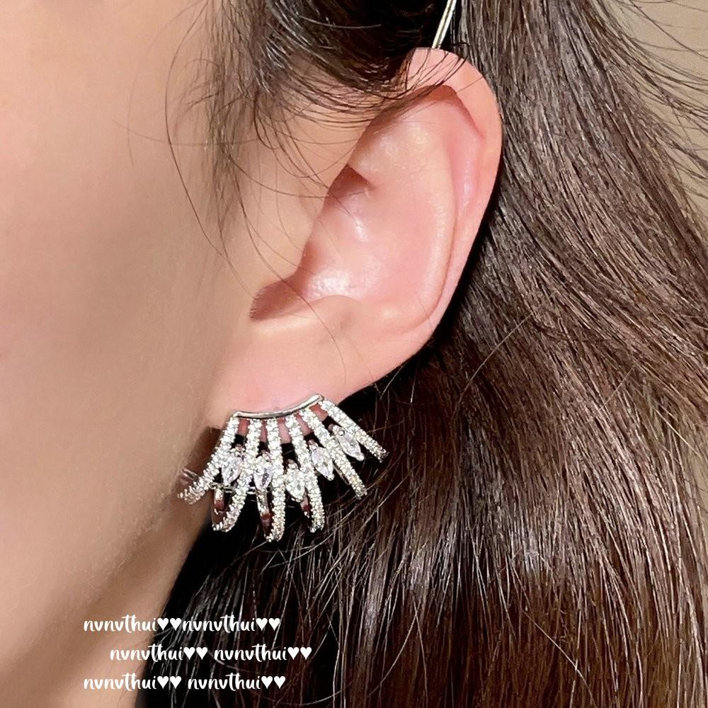 Bright Star Hippo Eye Water Drop Gem Earrings, Sparkling, Curved Ladder Square Zircon Earrings, Wing Brooch