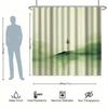 A Small Tree Shower Curtain Set, Green Ink Style, Full of Vitality, 12 Hooks, Polyester, Bathtub Partition, Modern Bath Decor