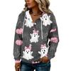 Women's Fashion Hooded Button Front Halloween Print Sweatshirt