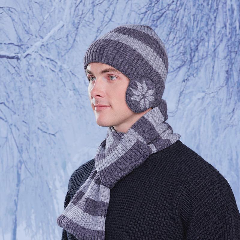 

Зимняя шапка шарф костюм мужчины женщины открытый ветрозащитный пуловер защита ушей кашемир теплая вязаная шерстяная шапка темно-серого