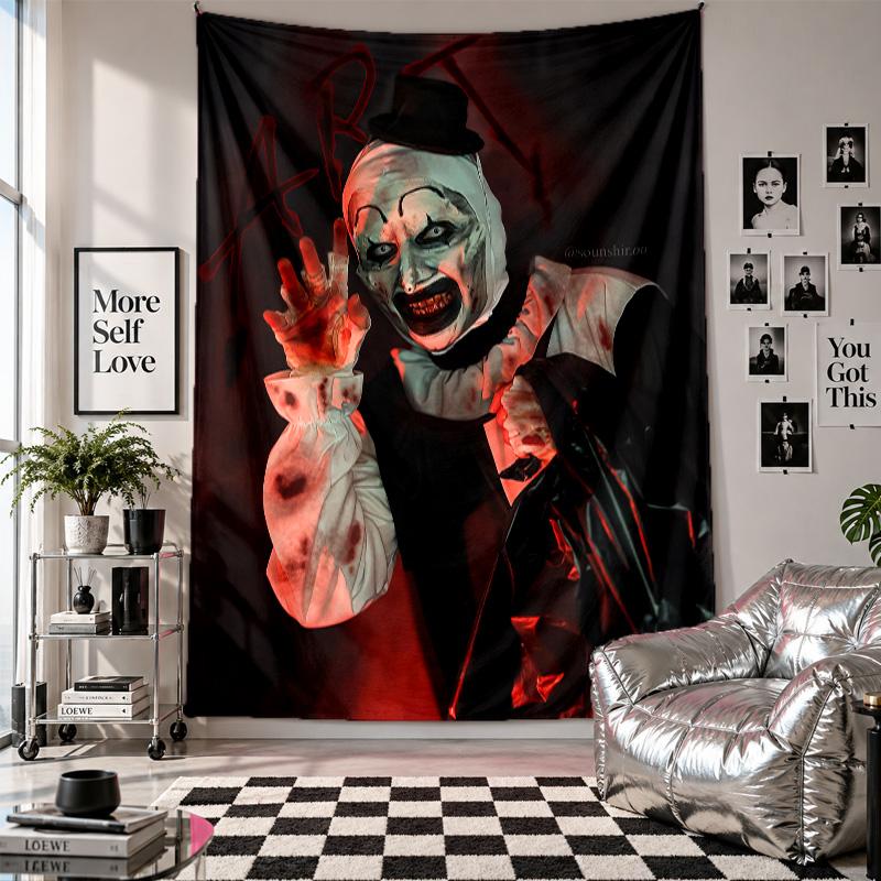 WandteppichTerrifier Art the Clown Kunst Hängendes Tuch Dekorative Hintergrundabdeckung für die Raumdekoration