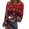 Women's  And Winter Slim Bottom T-shirt Fashion Casual Christmas Printed Round Neck Pullover Long Sleeve Top