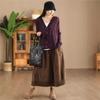 Johnature Woman Autumn Niche Elastic Waist Solid Color Casual A-Line Skirt Fashion Vintage Chinese Style Retro Skirt