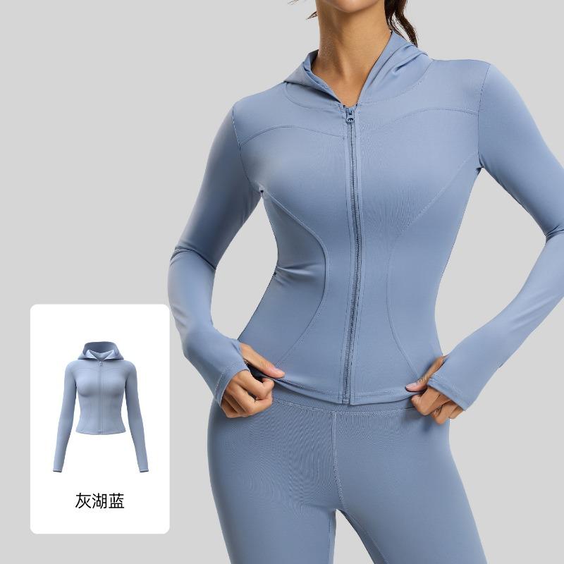 Women S Slim Fit Long Sleeve Hooded Yoga Jacket For Running Fitness