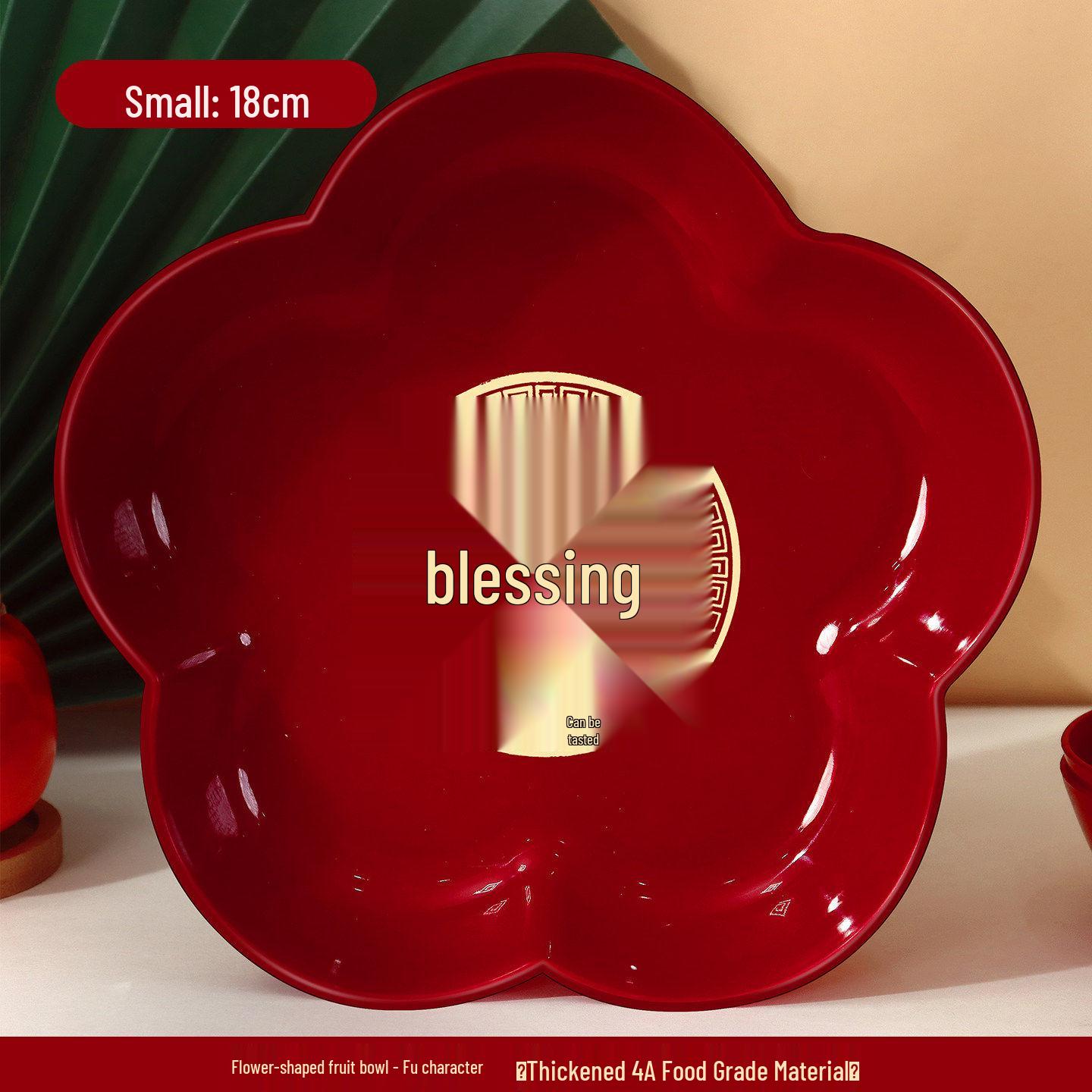 New Year Red Fruit Plate: Festive Dried Fruit Snack Tray for Coffee Table Decoration