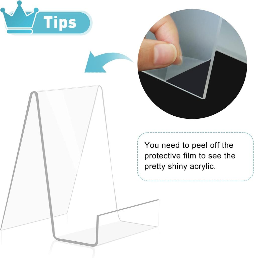 6 Pack Acrylic Book Stand Thickened Clear Book Display Easel Holder for Tablets Newspaper Magazines Notebooks Textbooks CDs