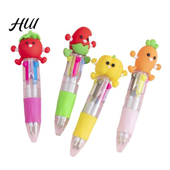 Unique Design Ballpoint Pen 4Pcs Christmas Pens with Fun Toppers 4 Colors Click Novelty Stationery Supplies Retractable Writing for School Students