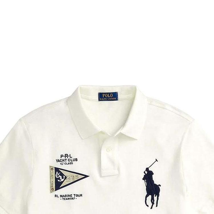 Polo Ralph Lauren FW23 Animal Logo Printed Polo Short Sleeve Shirt Men tops White 710910565-003