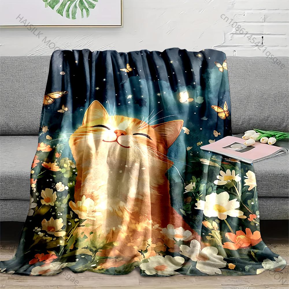 

Multiple sizes Cat in starry garden Blanket Suitable for Home Bedroom Sofa Travel Camping Blanket Various Sizes for Gifts 75x100cm
