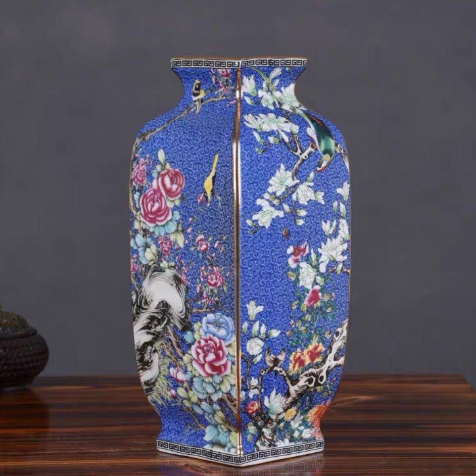 Chinese Antique Porcelain Gold Painted Enamel Vase Decoration Items Home Room Furnishing Crafts Office Desk Ceramic Accessories