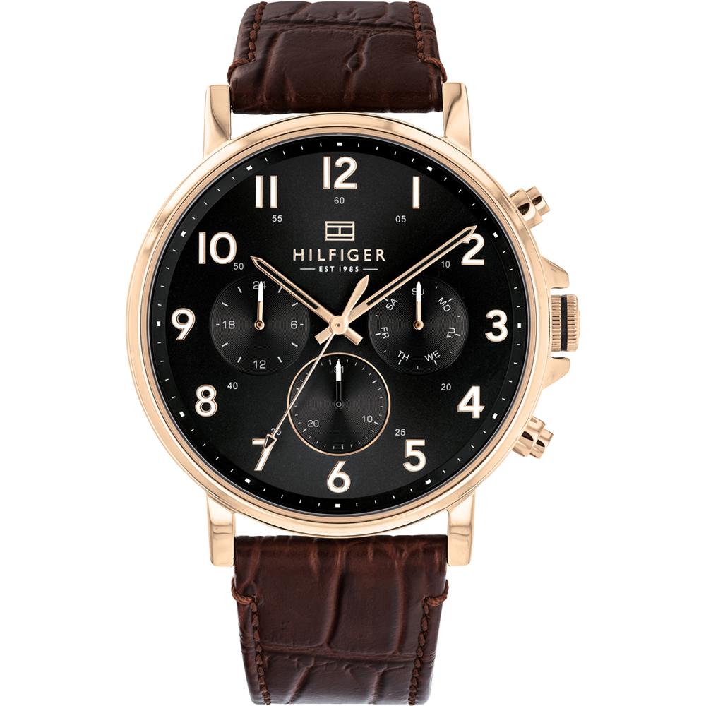 Tommy Hilfiger Daniel Black Brown Leather Men s Quartz Watch 1710379 чёрный