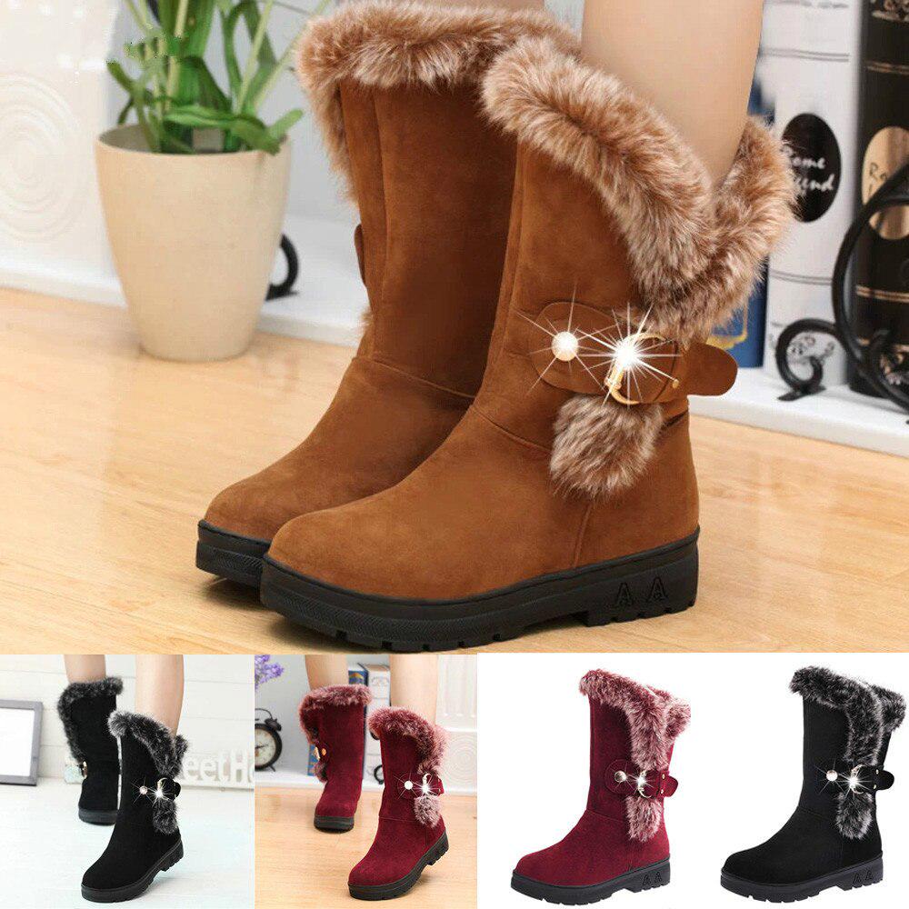 Botas Mujer Slip-On Botas de nieve suaves Punta redonda Lady Flat Winter  Fur Ankle Boots Zapatos de mujer comprar a buen precio — entrega gratuita,  reseñas reales con fotos — Joom