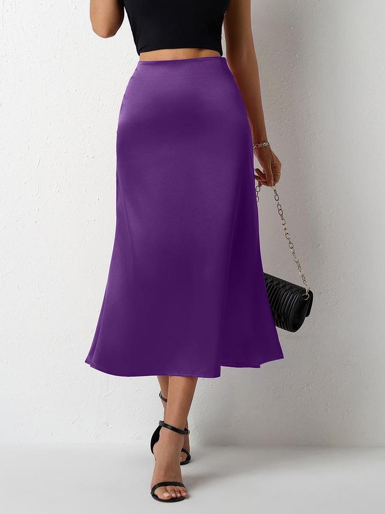 Europejska i Amerykańska Damska Satynowa Spódnica Midi Syrenka - Nowa Kolekcja Wiosna/Lato