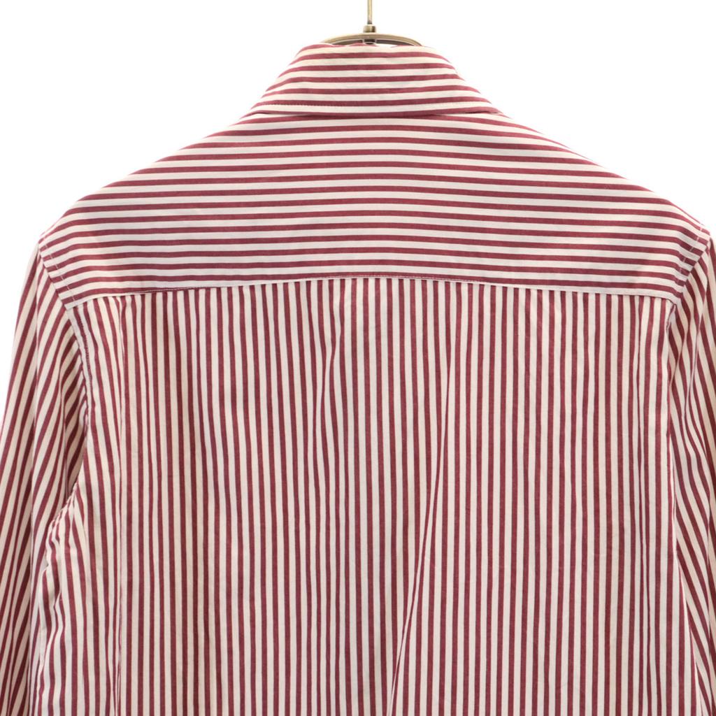 FRED PERRY Striped Pattern Long sleeve shirt 40 Bordeaux series Men's Used