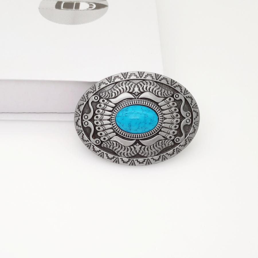 Zinc Alloy Bohemian Niche Belt Buckle Oval Belt Buckle Automatic Snap Buckle Retro Style