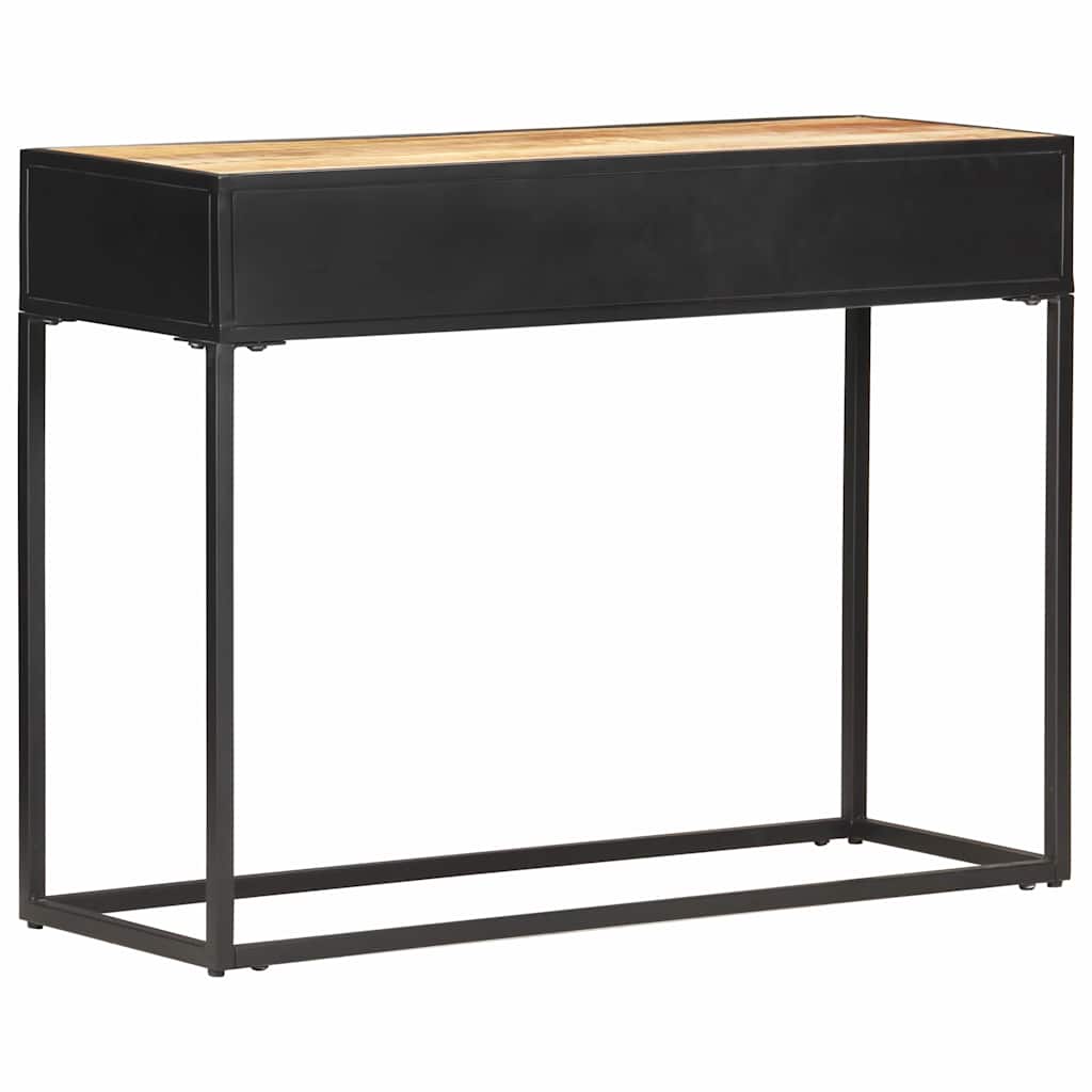 Console Table 100x35x75 Cm Rough Mango Wood and Wicker Weave