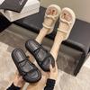 Summer Women's New Fashion Everything with Niche Design Seaside Beach Shoes French with Skirt Flip-flops Platform Flip-flops