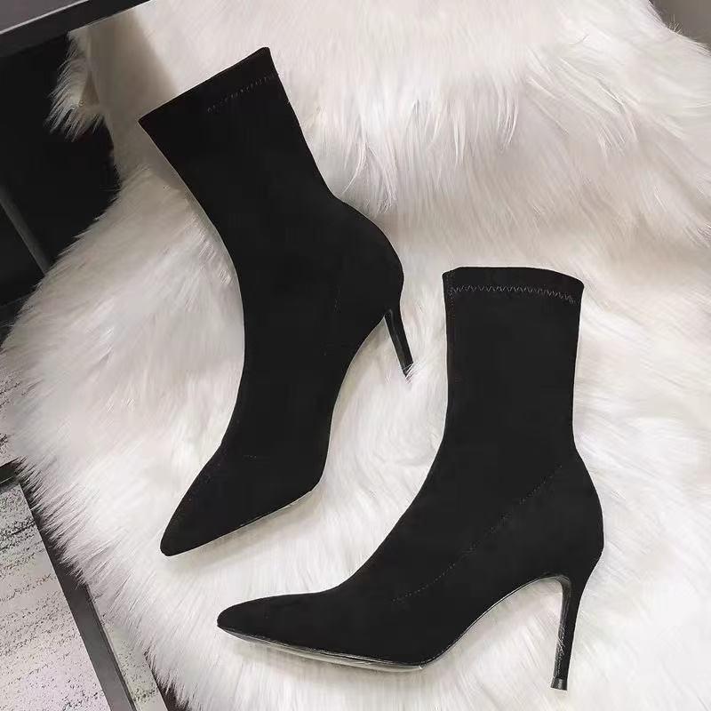 Autumn 2025 Women's Over-the-Knee Suede Boots: Chunky Heel, High Shaft, Elastic, Pointed Toe