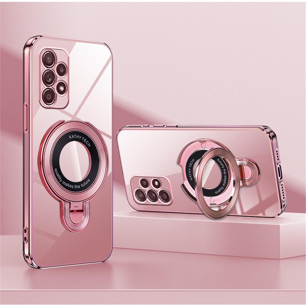 Luxury Transparent Plating Magnetic Bracket Case For Samsung A53 A13 A23 A33 A52 A32 A22 A12 A72 A73 4G 5G Stand Holder Cover