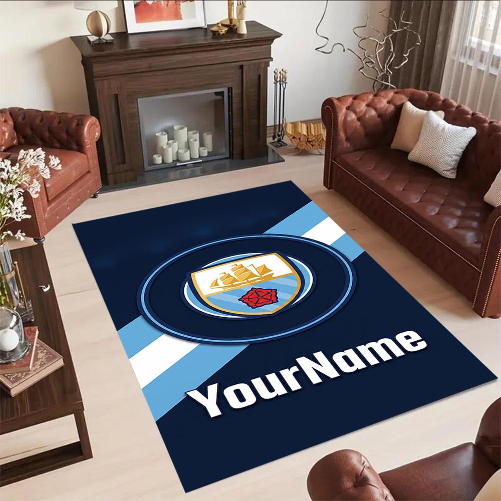 Manchester City 50 Personalized Name Floor Mat Design for Bedrooms Playrooms Kitchen Study room Anti-slip Rug Decorate Offices